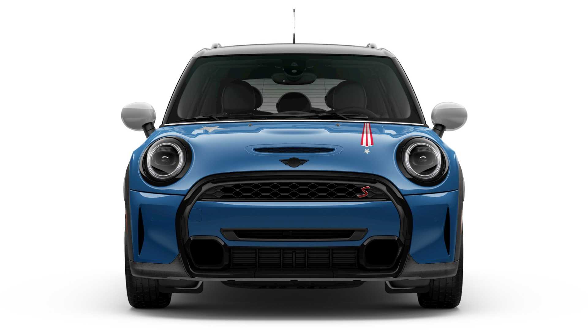 Mini Cooper 20. Yıl Özel Modeli mavi önden görünüm