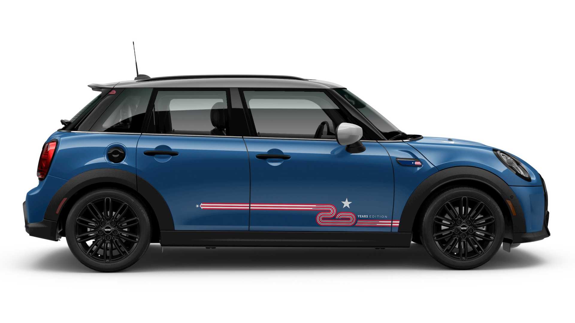 Mini Cooper 20. Yıl Özel Modeli mavi yandan görünüm