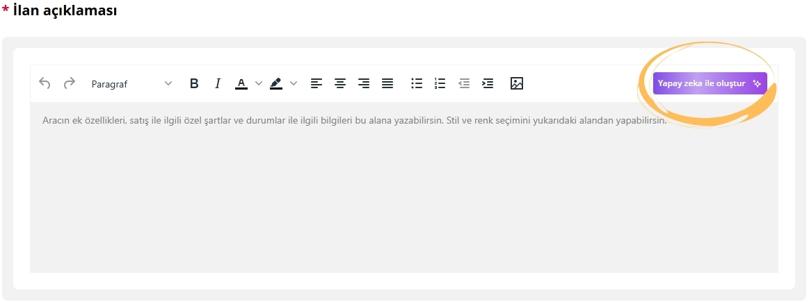 yapay zeka ilan açıklaması