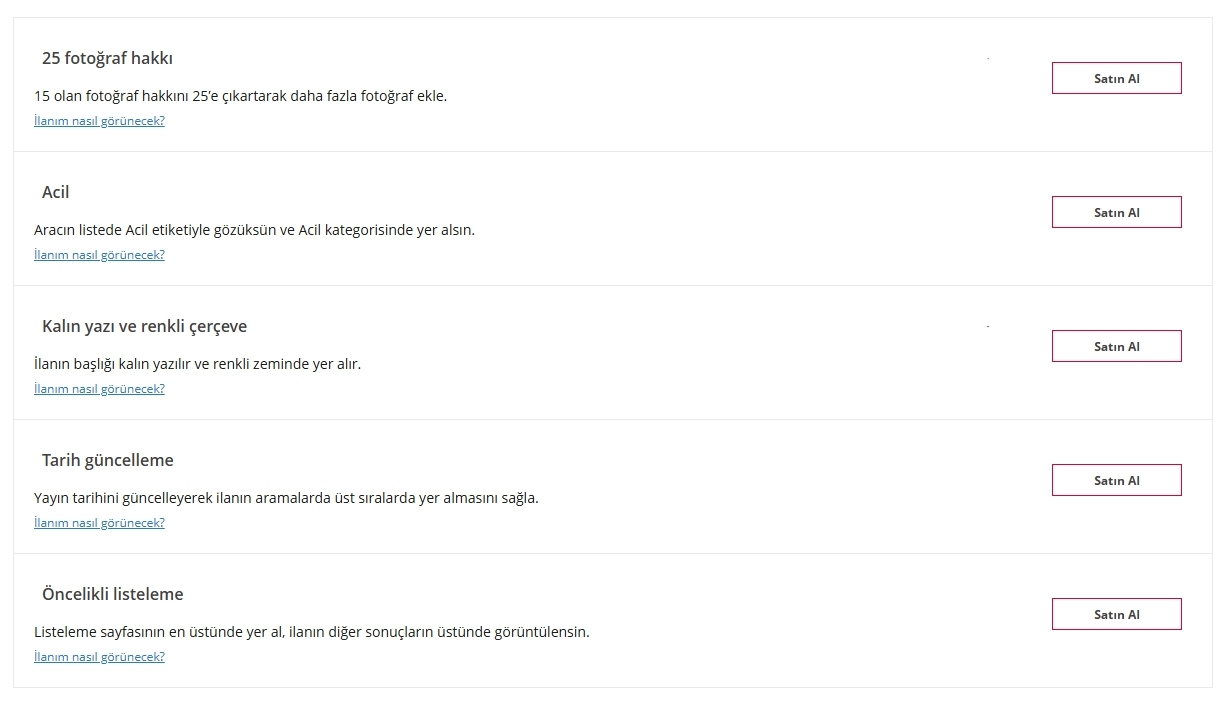 arabam.com turbo paketleri